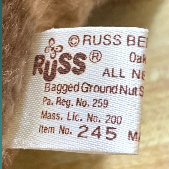 Russ Berrie Mini Teddy Bear #245 Nutshells Brown 4.25" Avon Made in Korea Vtg - Picture 5 of 10